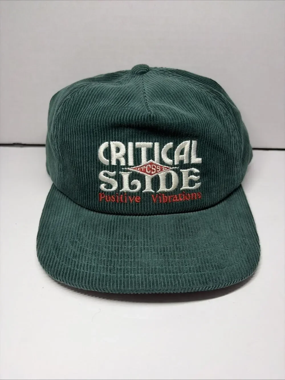 Vintage Critical Slide Positive Vibration Snapback Corduroy Green NWOT!!
